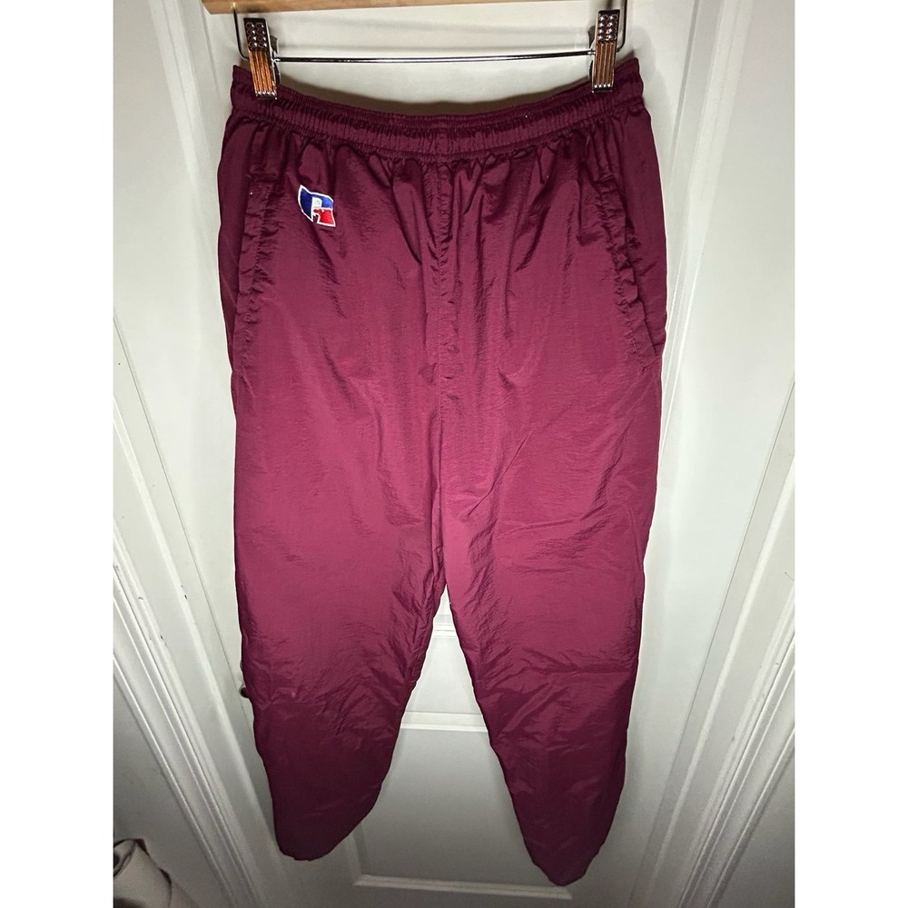 Vintage 90's Russell Athletic Water Resist Maroon Windbreaker Pants Mens Medium